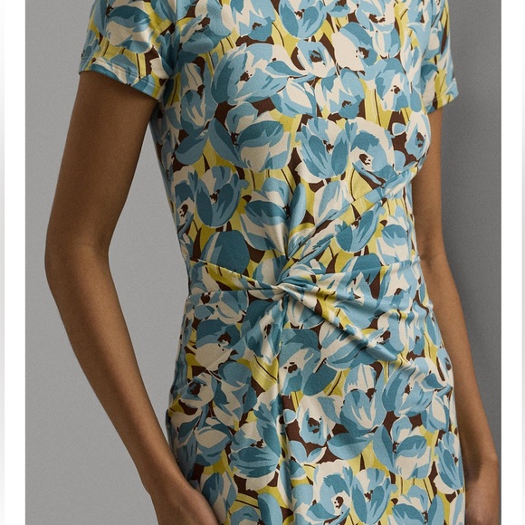 NWT Lauren Ralph Lauren Floral Jersey Twist-Front Midi, Size S - Picture 4 of 5